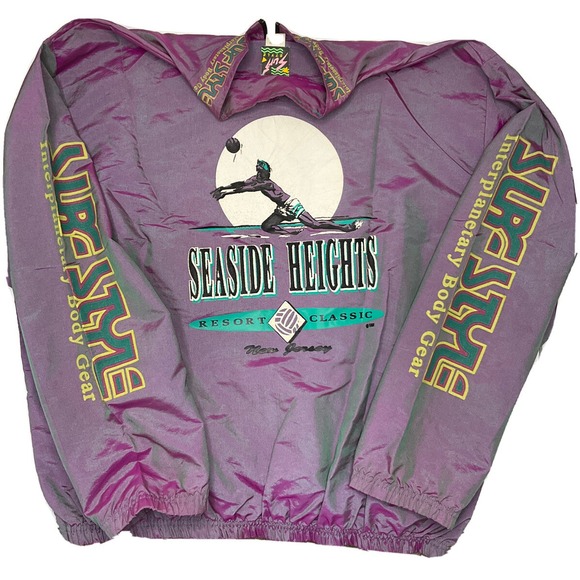 Vintage Surf Style Jacket 90s Volleyball Seaside Heights Resort New Jersey O/S - Picture 2 of 9